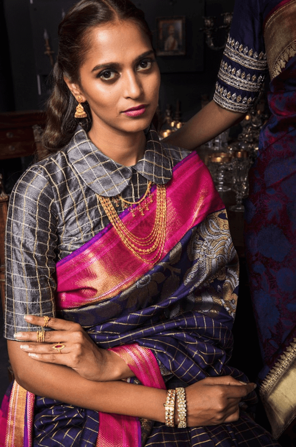Piping Simple Blouse Neck Designs For Silk Sarees 2022